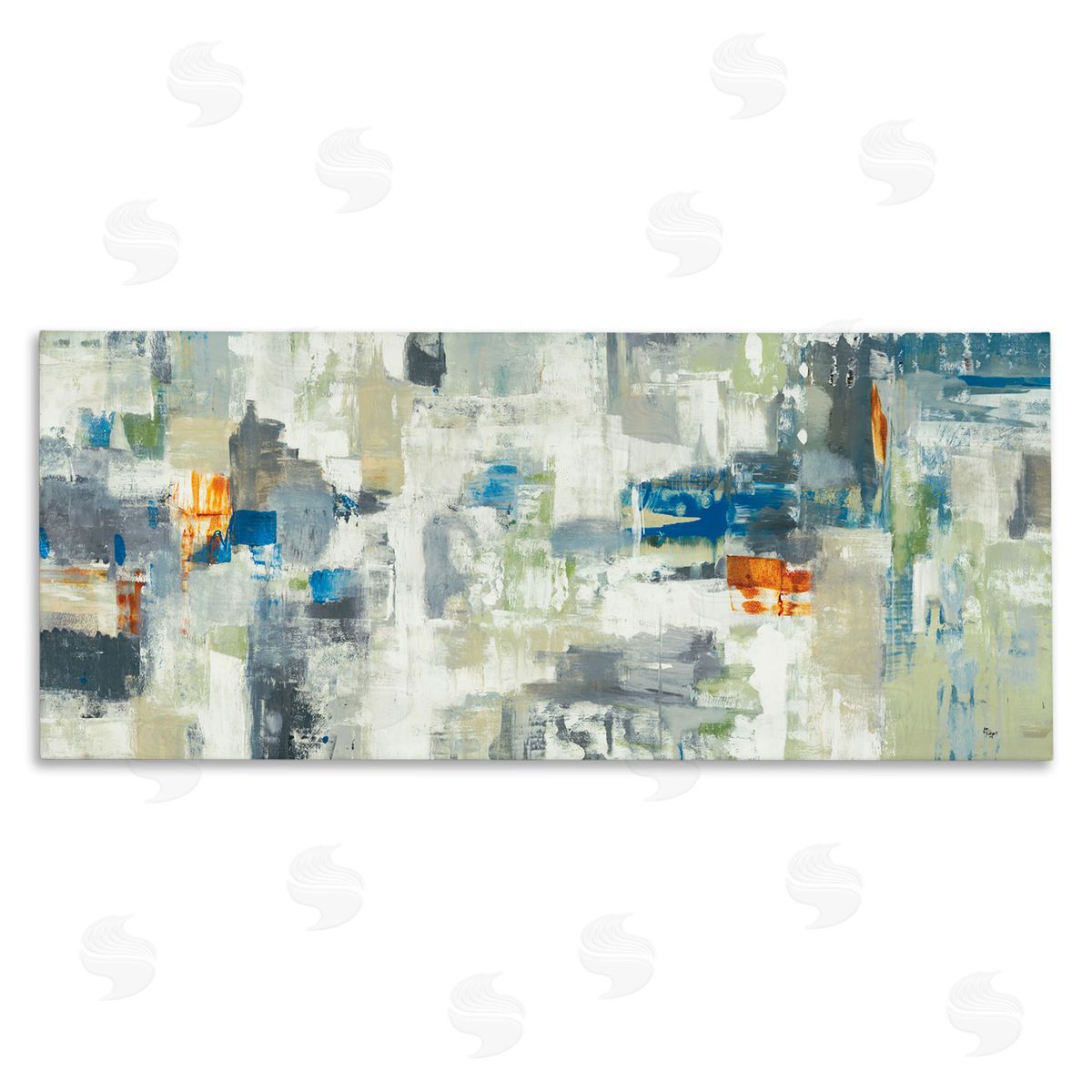 Lisa Ridgers Industrial Abstract Cityscape Muted Grey Blue Squares