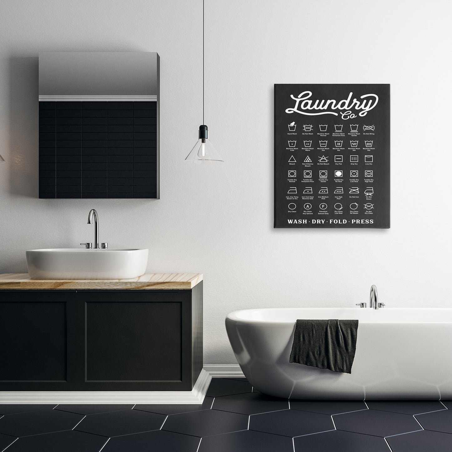 Laundry Business Symbols Chart Canvas Wall Art in Room, Home Decor by Lettered and Lined