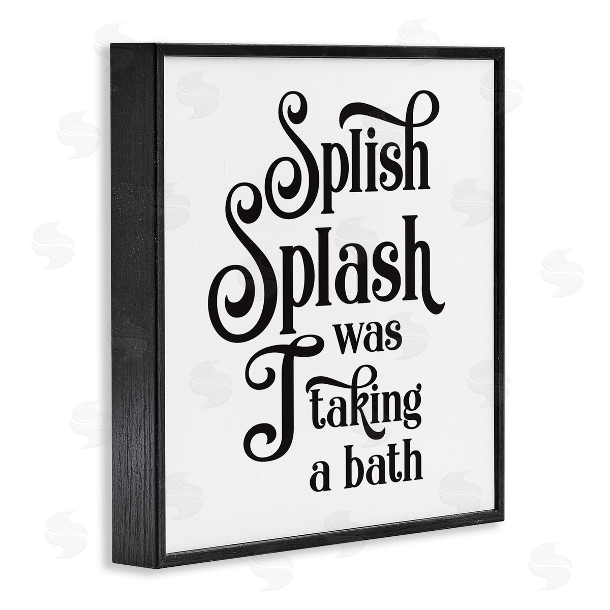 Lettered and Lined Splish Splash Taking Bath Playful Bathroom Phrase Black Framed Glicee Wall Art Print