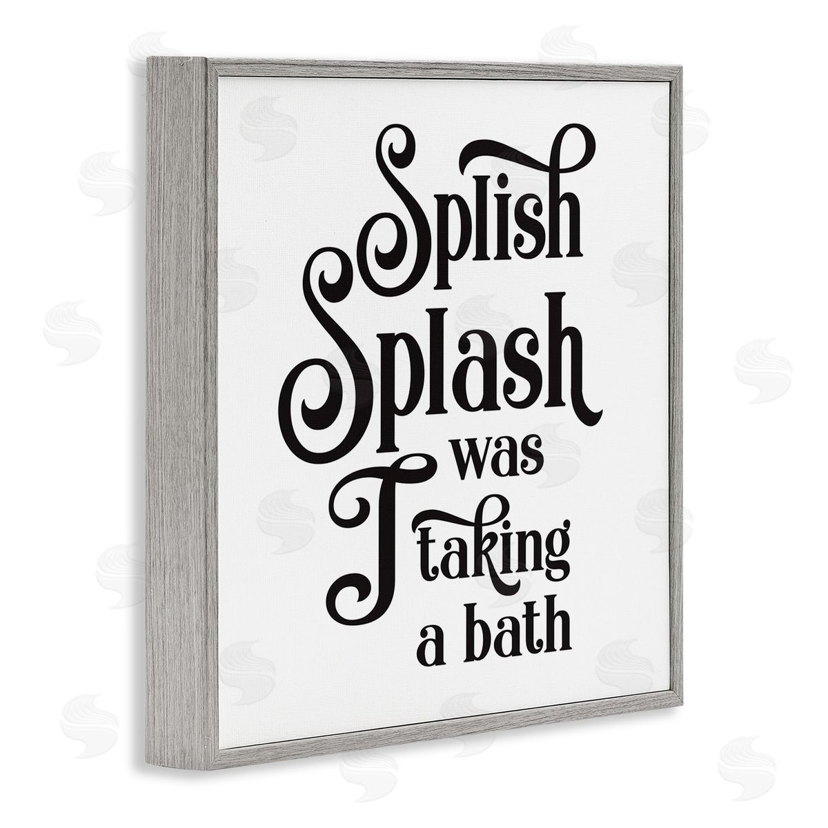 Lettered and Lined Splish Splash Taking Bath Playful Bathroom Phrase Gray Framed Glicee Wall Art Print
