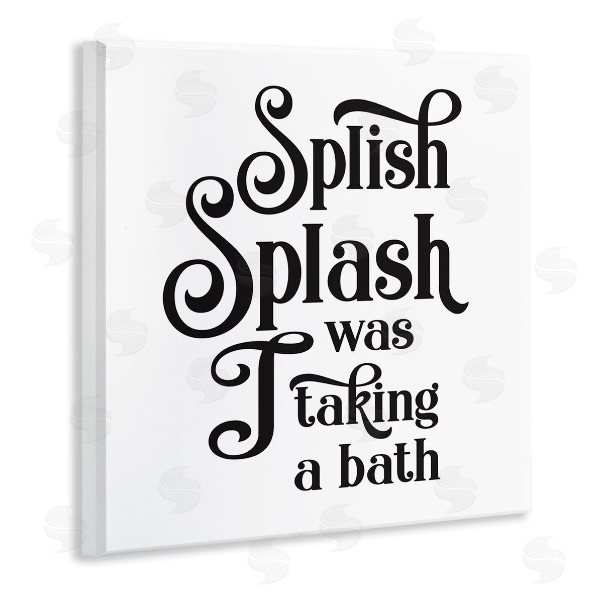 Lettered and Lined Splish Splash Taking Bath Playful Bathroom Phrase Wooden Wall Plaque Art Print