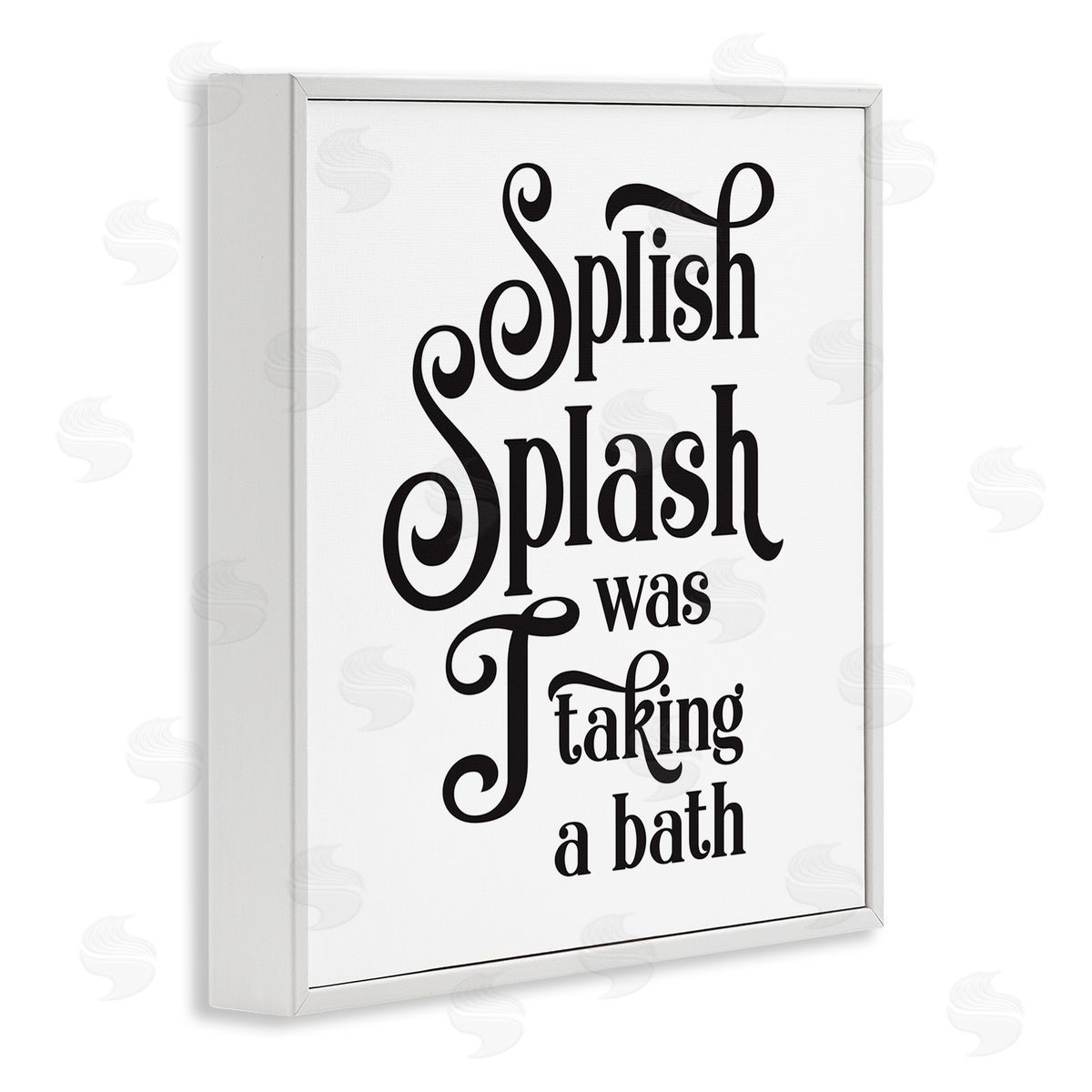 Lettered and Lined Splish Splash Taking Bath Playful Bathroom Phrase White Framed Glicee Wall Art Print