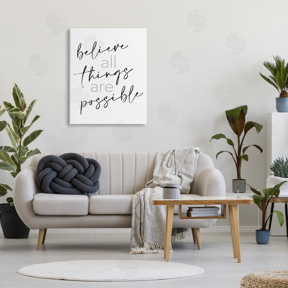 SD Graphics Studio Believe All Things Possible Inspirational Quote Elegant Typography