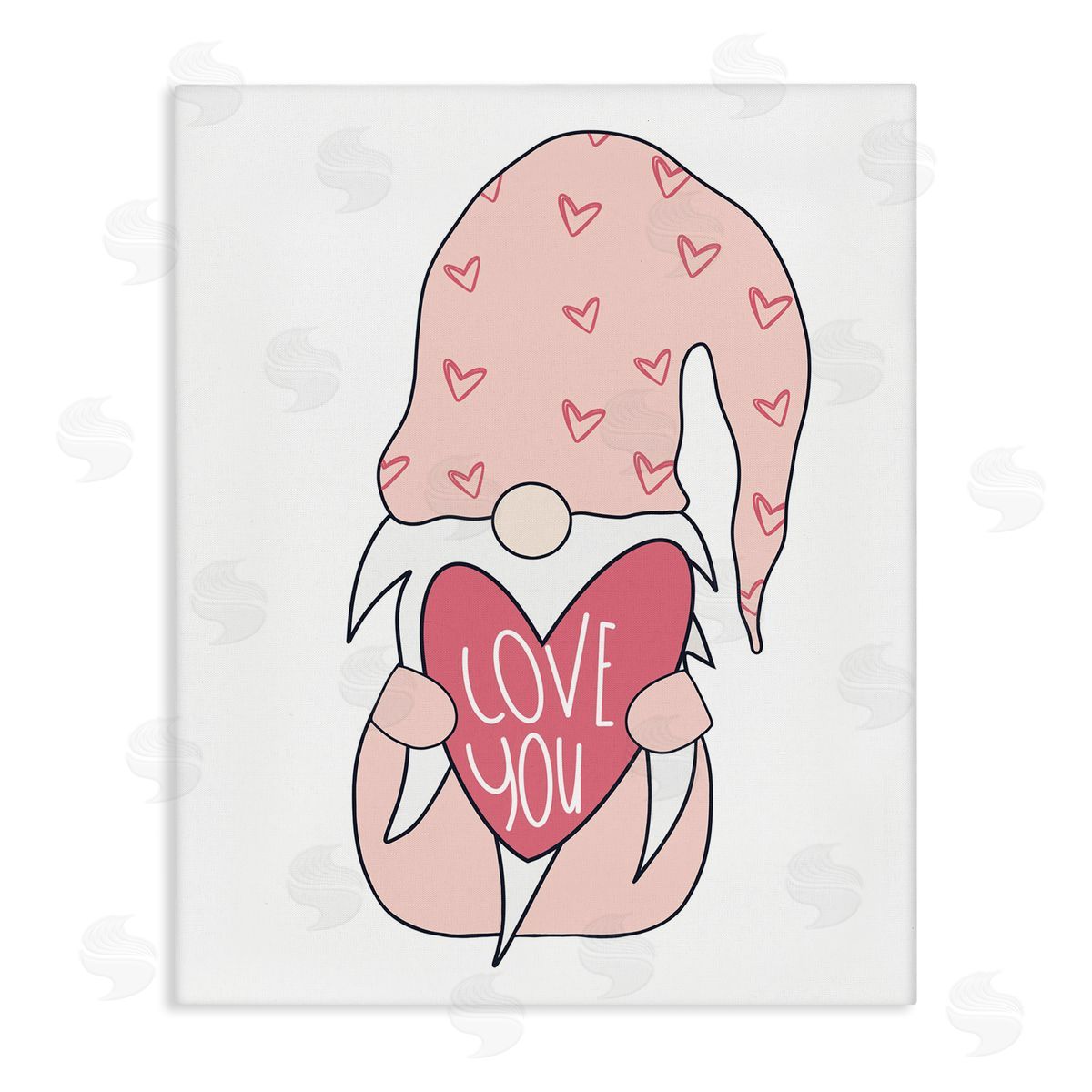 Melanie Torres Cute Pink Gnome Love You Sentiment Big Heart