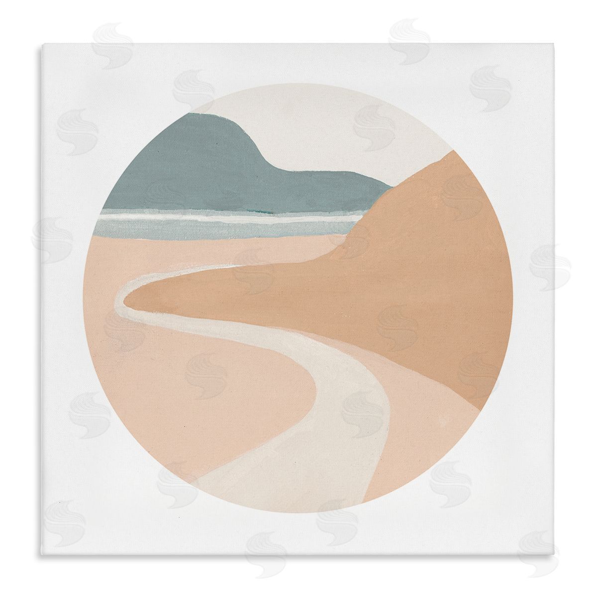 Patricia Pinto Abstract Southwestern Coastal Path Landscape Tan Blue Stretched Canvas Wall Art Print