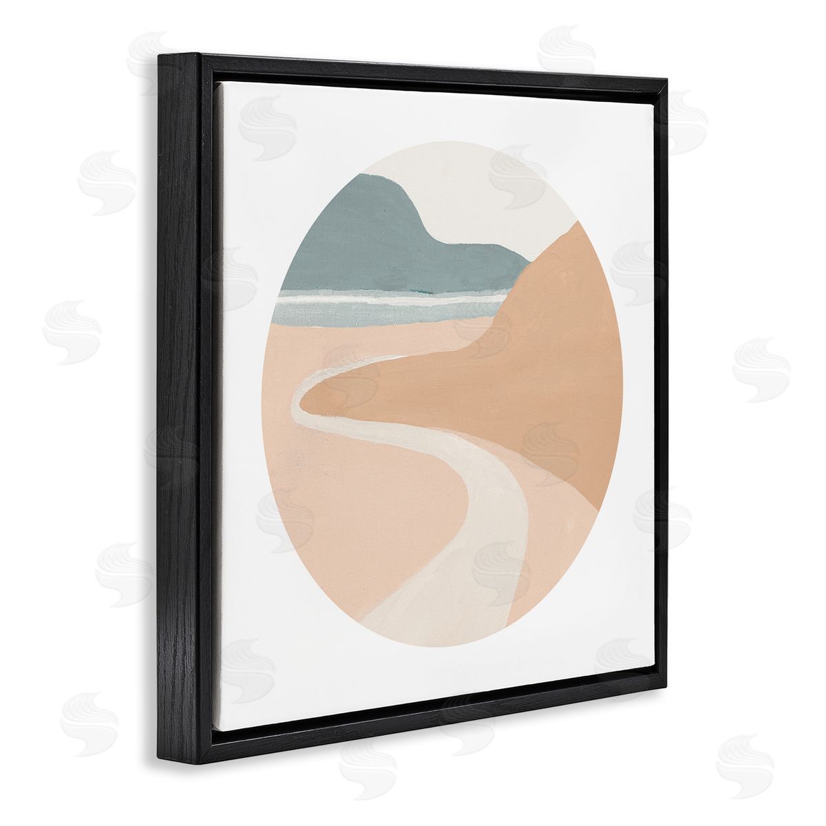 Patricia Pinto Abstract Southwestern Coastal Path Landscape Tan Blue Black Floating Frame Canvas Wall Art Print