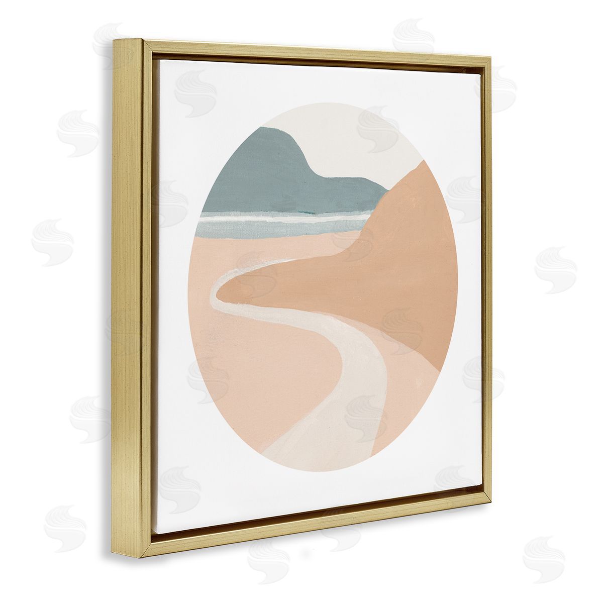 Patricia Pinto Abstract Southwestern Coastal Path Landscape Tan Blue Gold Floating Frame Canvas Wall Art Print