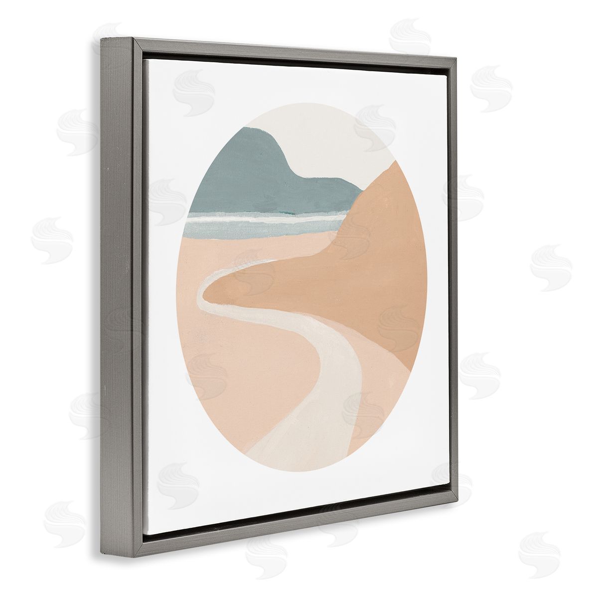 Patricia Pinto Abstract Southwestern Coastal Path Landscape Tan Blue Gray Floating Frame Canvas Wall Art Print