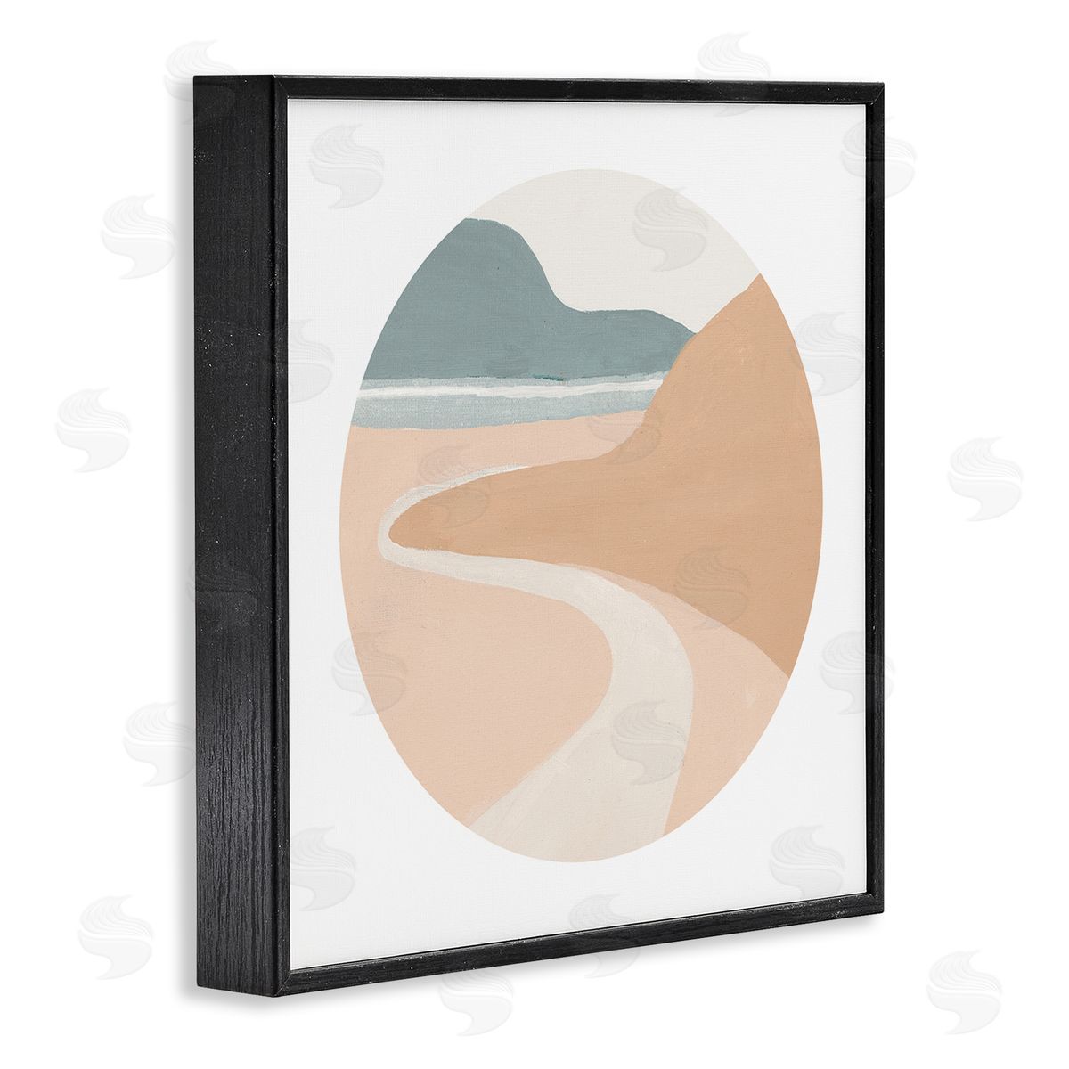 Patricia Pinto Abstract Southwestern Coastal Path Landscape Tan Blue Black Framed Glicee Wall Art Print