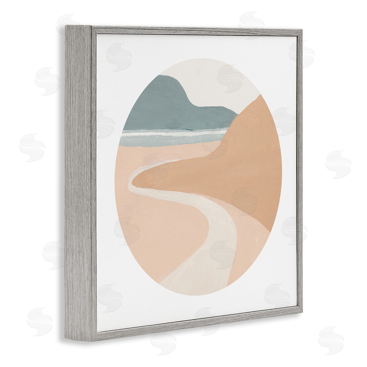 Patricia Pinto Abstract Southwestern Coastal Path Landscape Tan Blue Gray Framed Glicee Wall Art Print