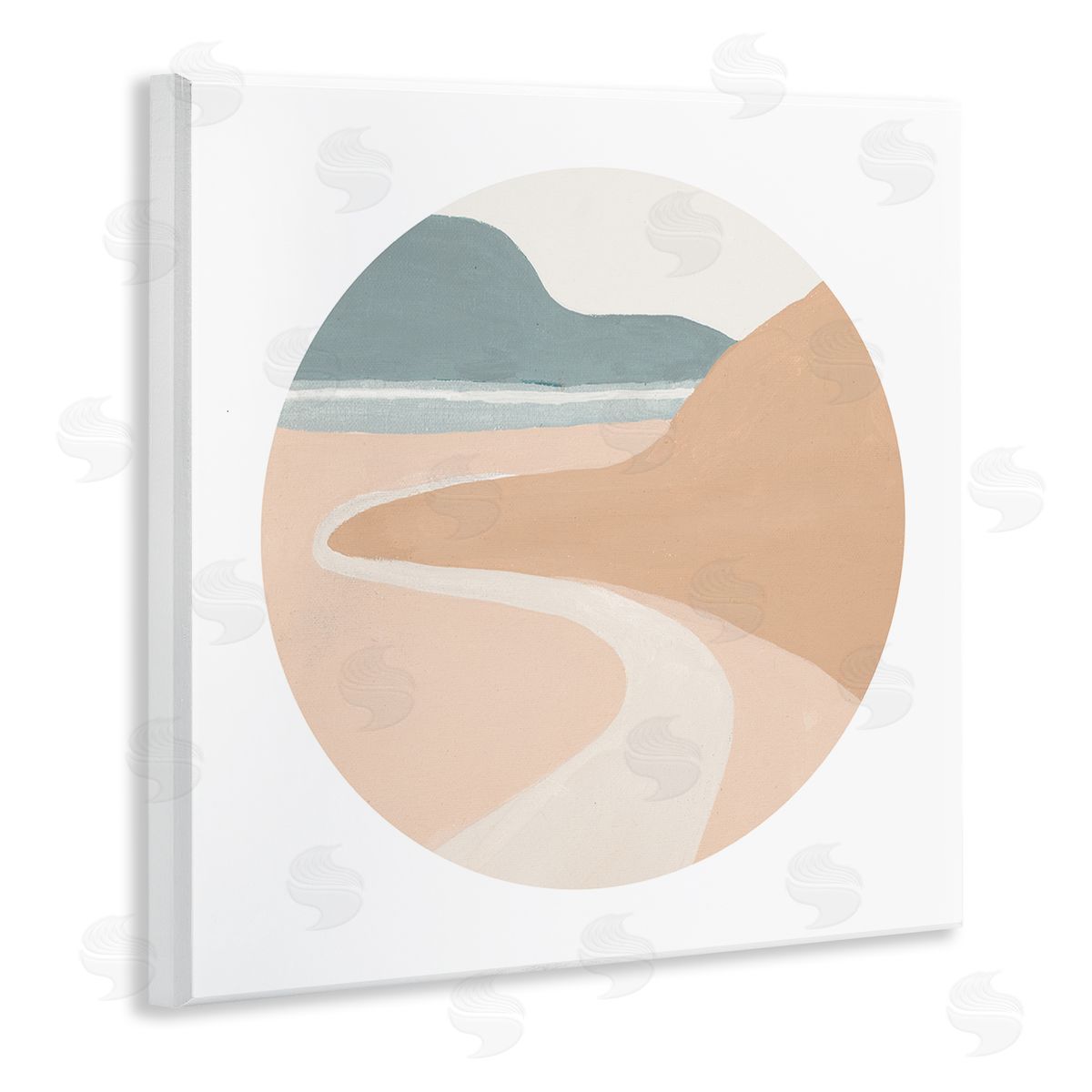 Patricia Pinto Abstract Southwestern Coastal Path Landscape Tan Blue Wooden Wall Plaque Art Print