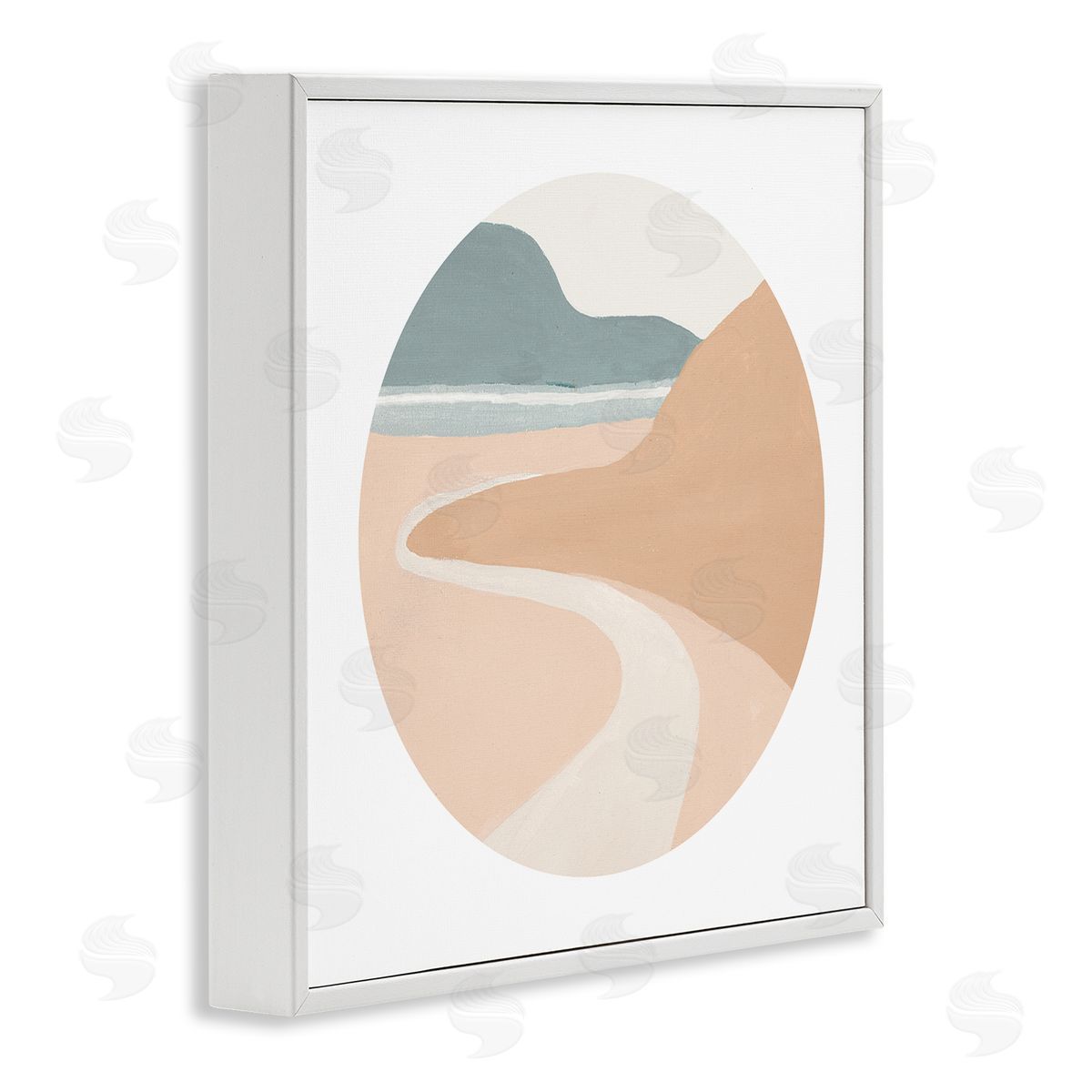 Patricia Pinto Abstract Southwestern Coastal Path Landscape Tan Blue White Framed Glicee Wall Art Print