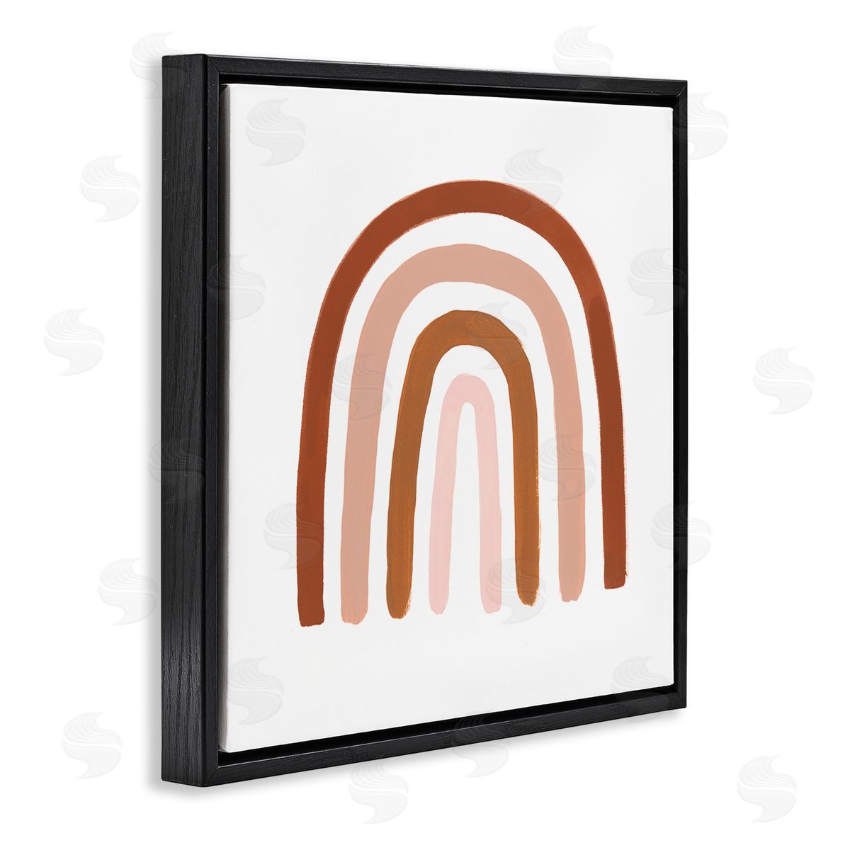 Victoria Borges Southwestern Desert Themed Rainbow Arches Pink Beige Black Floating Frame Canvas Wall Art Print