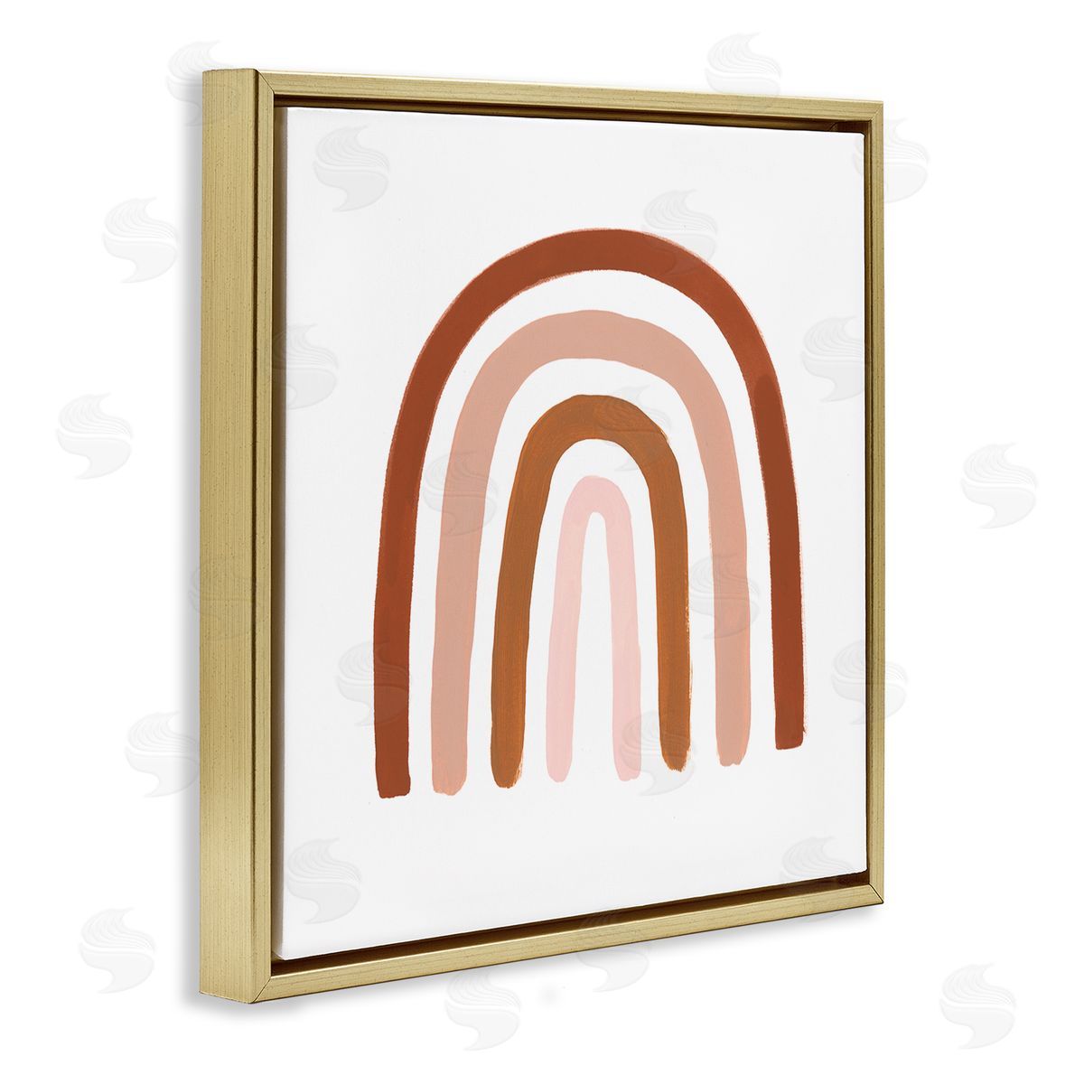 Victoria Borges Southwestern Desert Themed Rainbow Arches Pink Beige Gold Floating Frame Canvas Wall Art Print