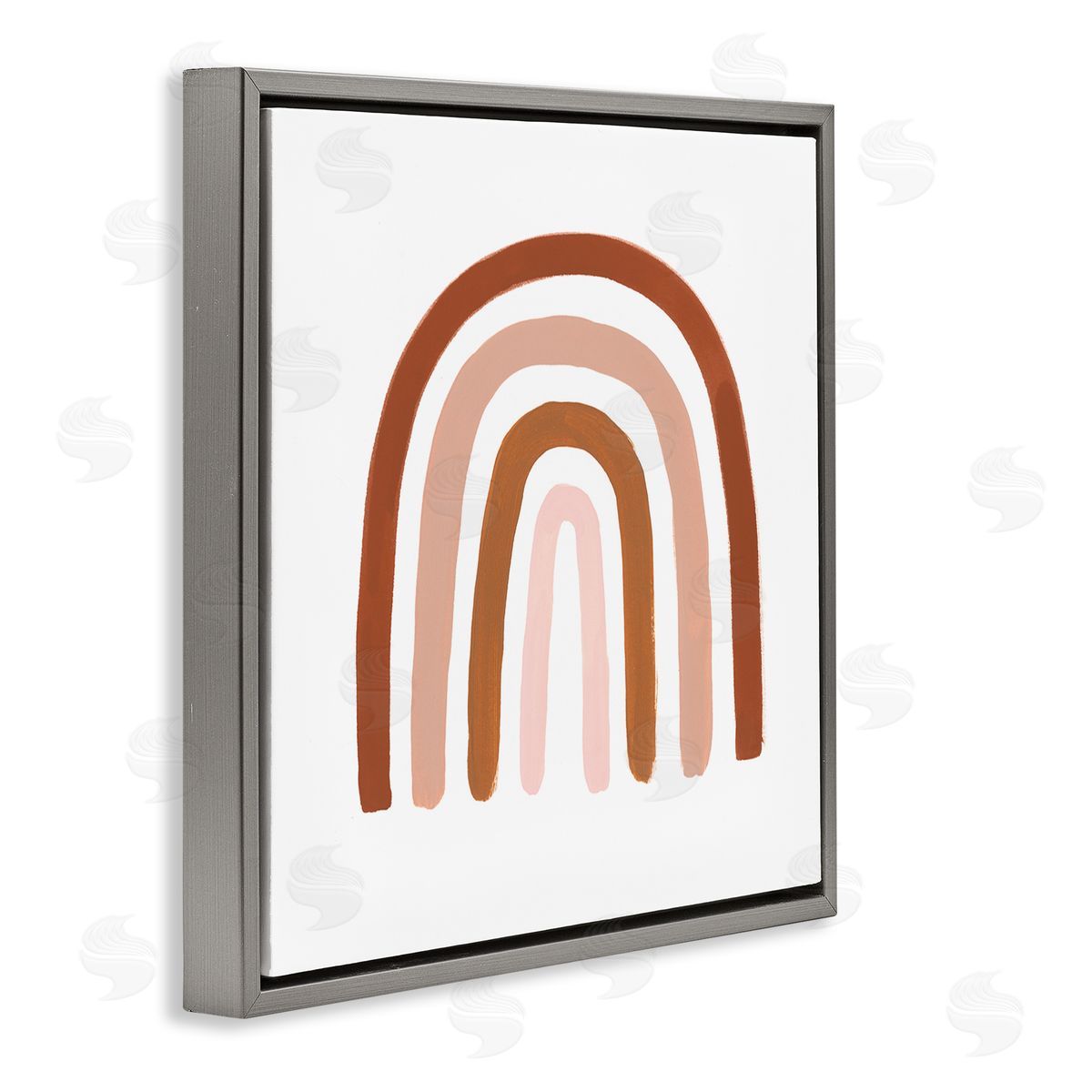 Victoria Borges Southwestern Desert Themed Rainbow Arches Pink Beige Gray Floating Frame Canvas Wall Art Print