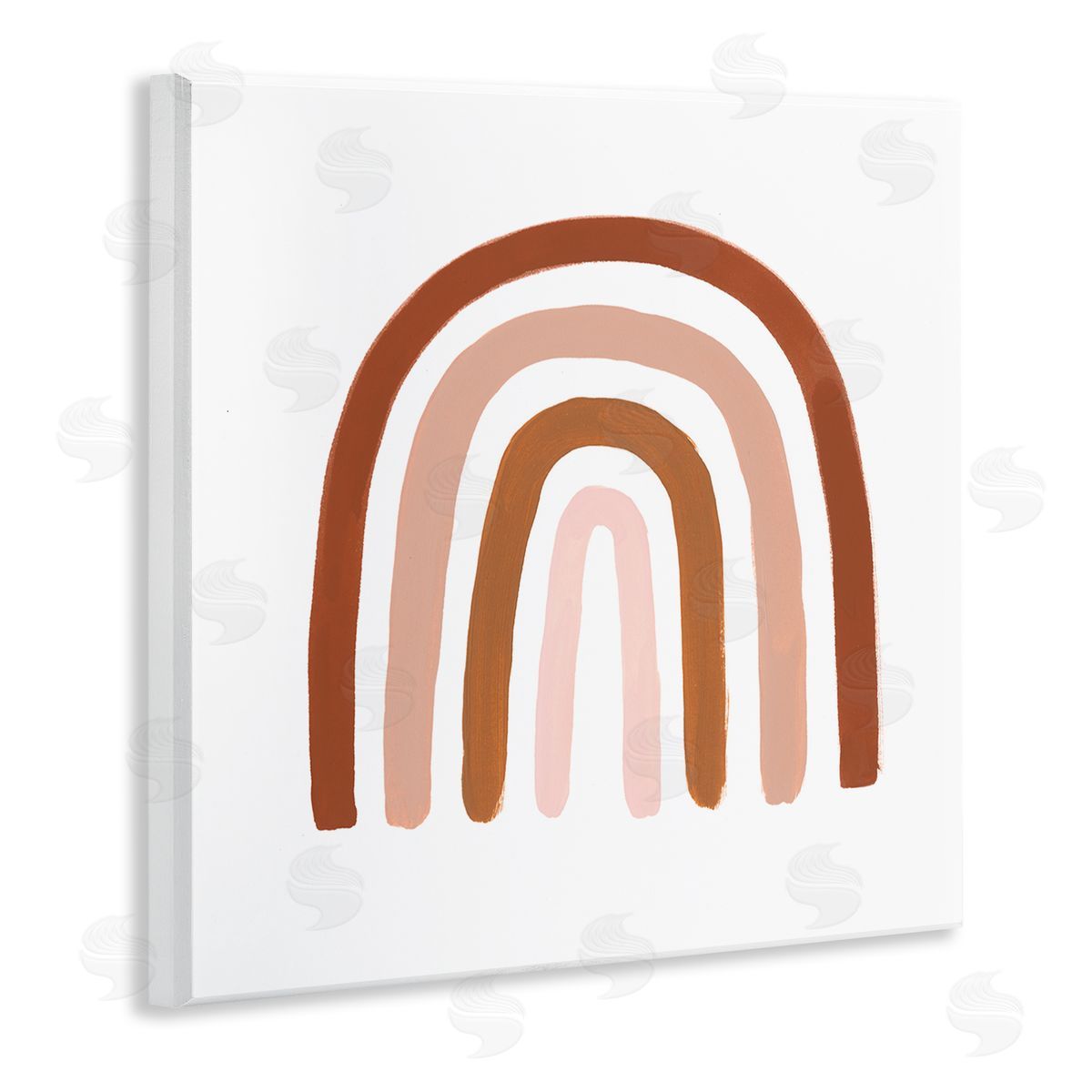 Victoria Borges Southwestern Desert Themed Rainbow Arches Pink Beige Wooden Wall Plaque Art Print