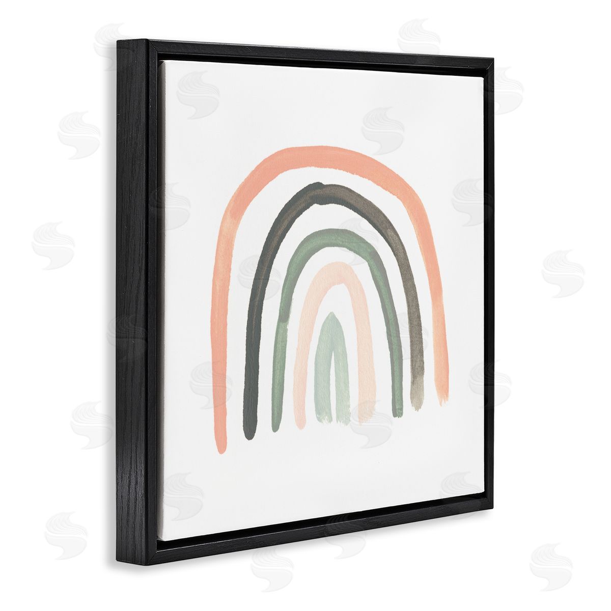 June Erica Vess Sweet Rainbow Arches Soft Green Pink Pastels Black Floating Frame Canvas Wall Art Print