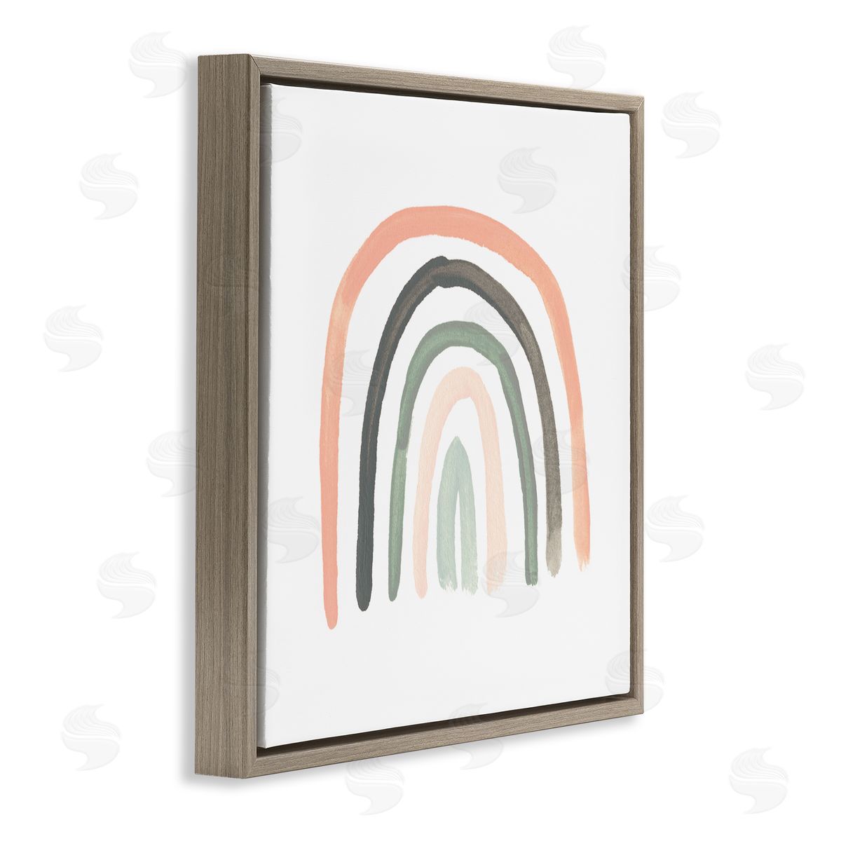 June Erica Vess Sweet Rainbow Arches Soft Green Pink Pastels Brown Floating Frame Canvas Wall Art Print