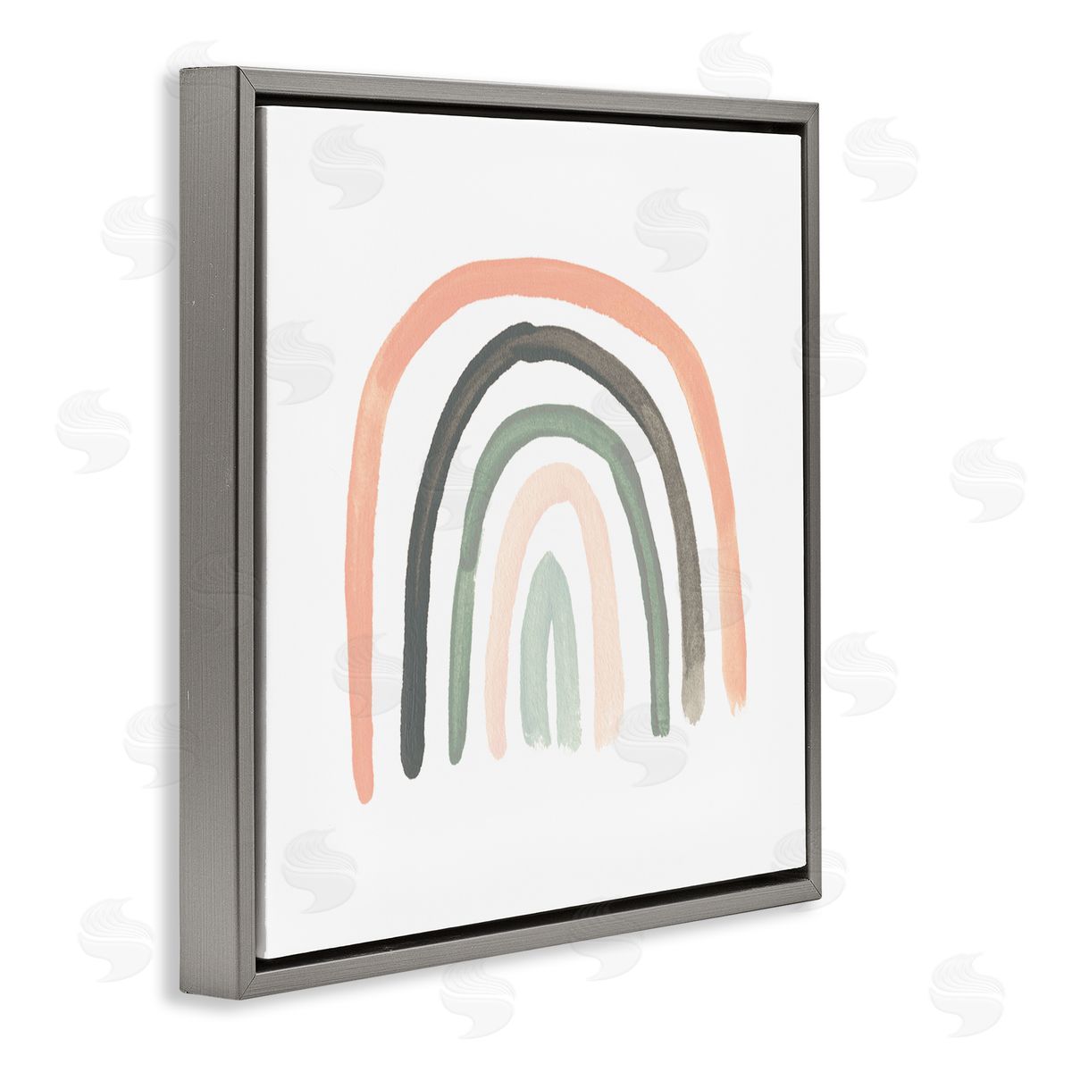 June Erica Vess Sweet Rainbow Arches Soft Green Pink Pastels Gray Floating Frame Canvas Wall Art Print