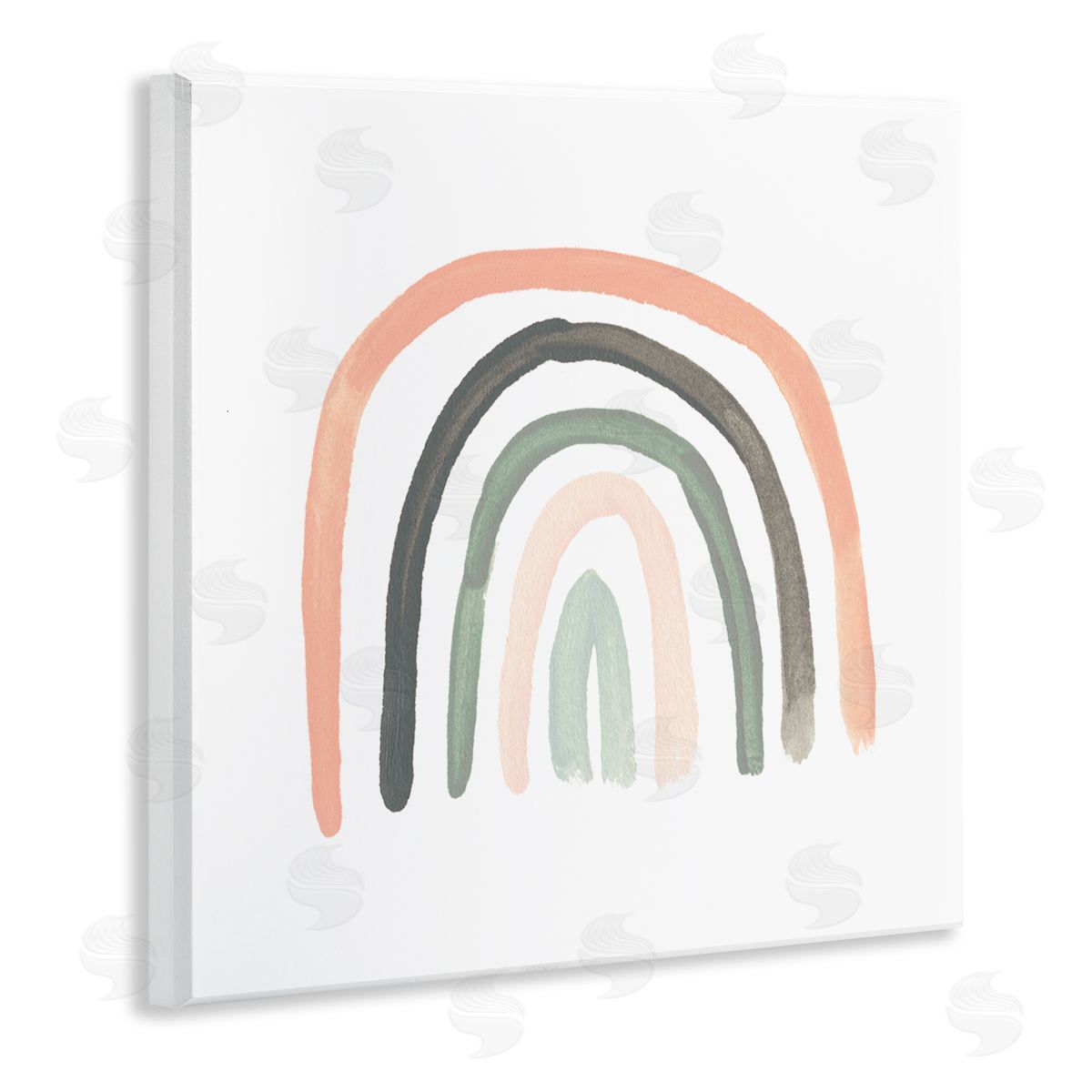 June Erica Vess Sweet Rainbow Arches Soft Green Pink Pastels Wooden Wall Plaque Art Print