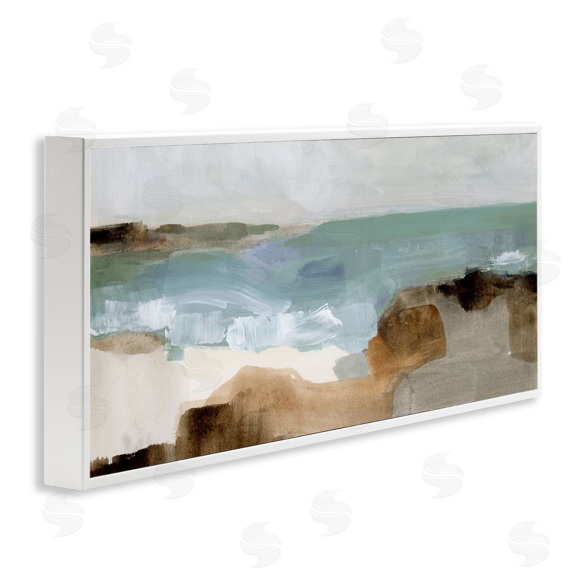 Abstract Ocean Wave Landscape White Frame Print Wall Art, Home Decor by Victoria Barnes