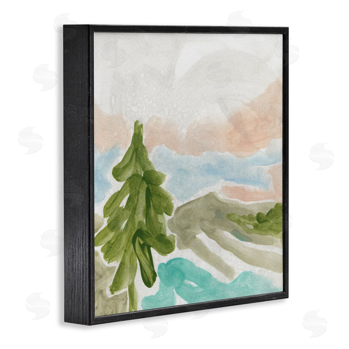 June Erica Vess Tree Forest Landscape Abstract Lake Mountain Range Black Framed Glicee Wall Art Print