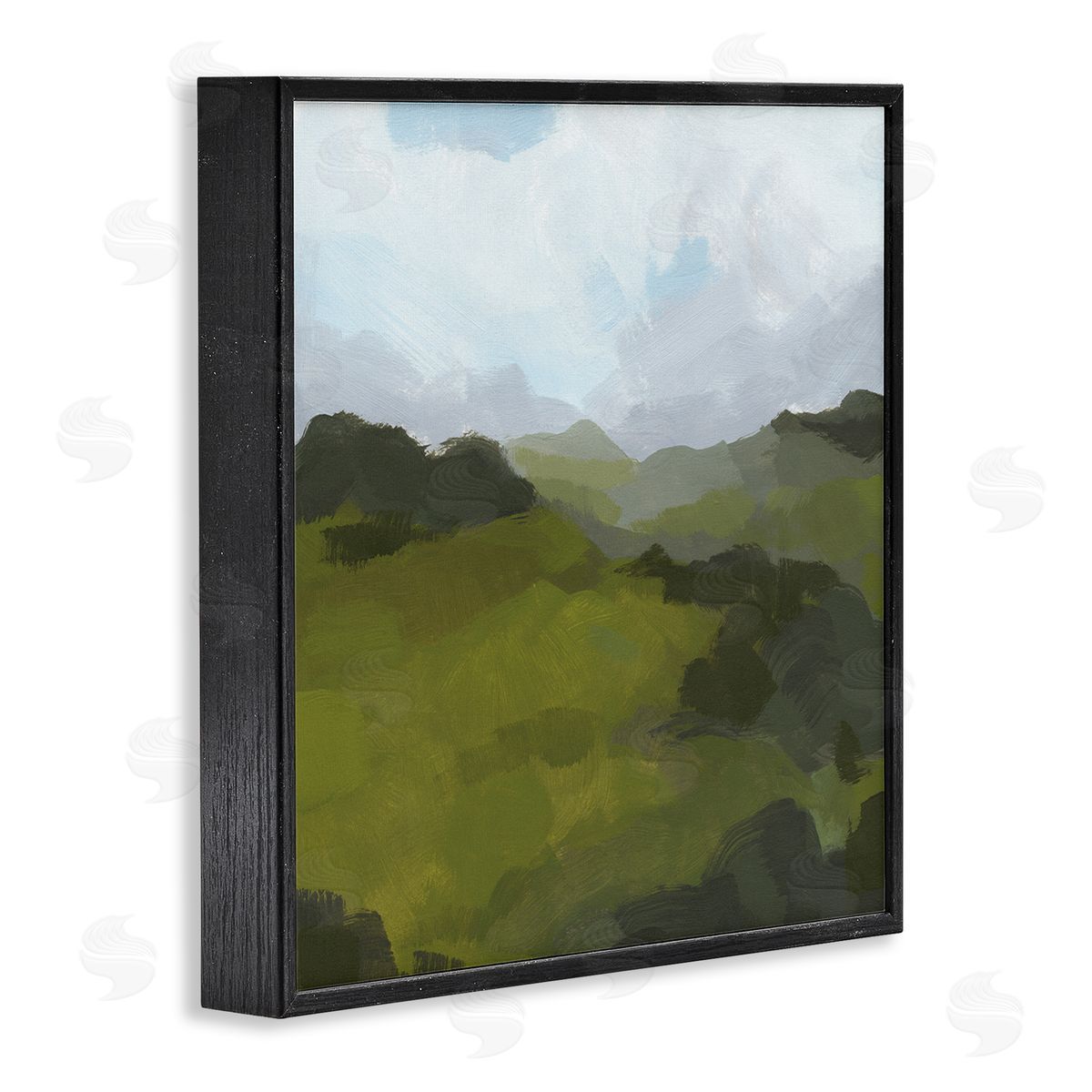 Jacob Green Thick Green Meadow Landscape Cloudy Hazy Sky Black Framed Glicee Wall Art Print
