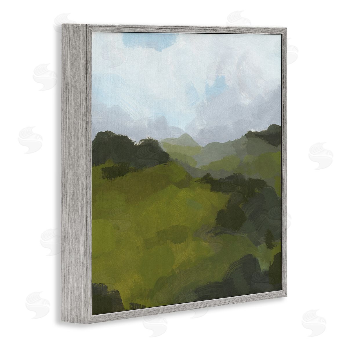 Jacob Green Thick Green Meadow Landscape Cloudy Hazy Sky Gray Framed Glicee Wall Art Print