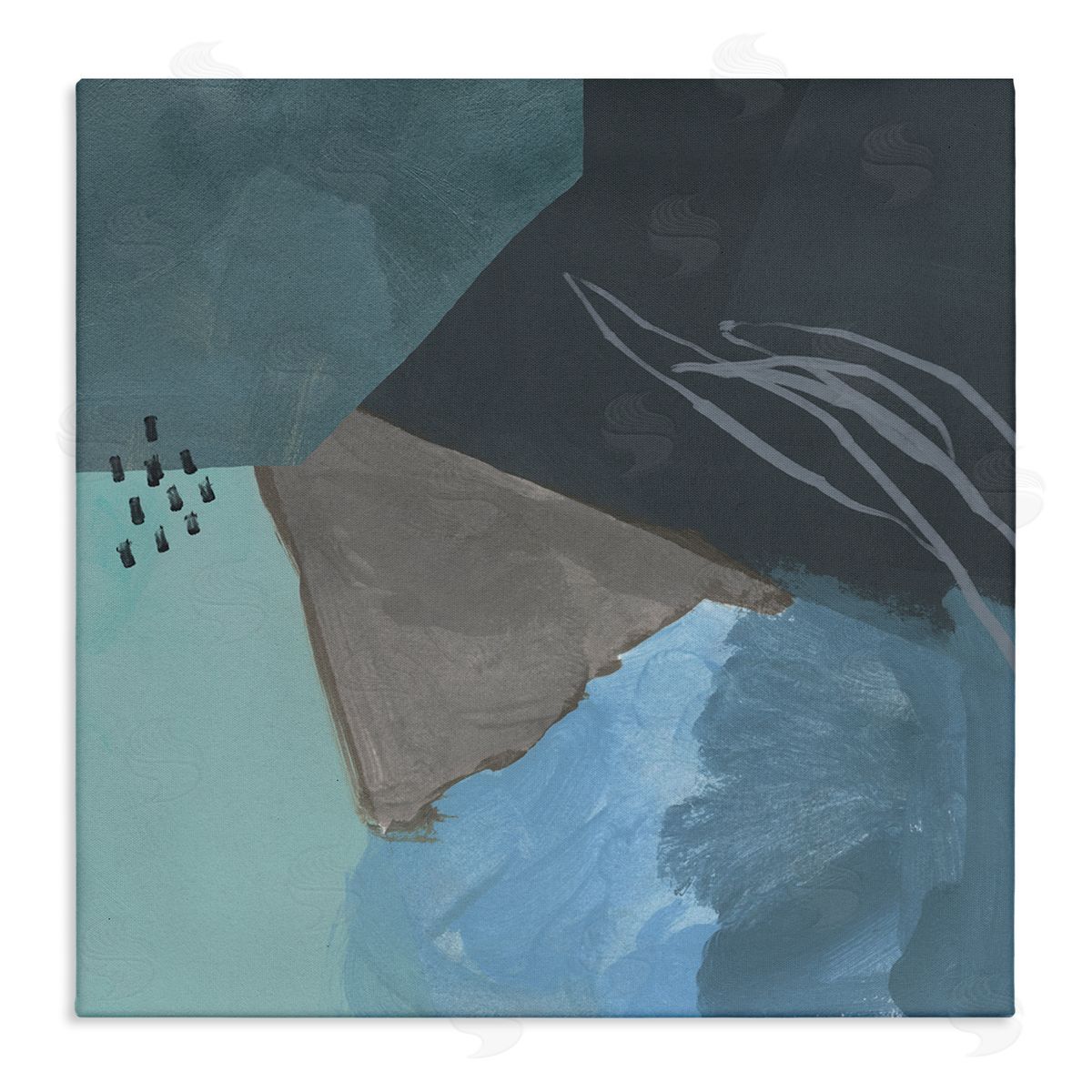Jacob Green Steely Abstract Industrial Shapes Blue Green Grey Stretched Canvas Wall Art Print