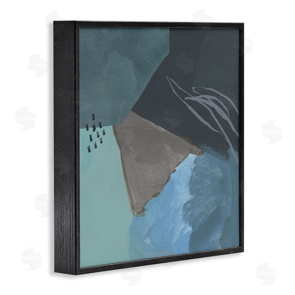 Jacob Green Steely Abstract Industrial Shapes Blue Green Grey Black Framed Glicee Wall Art Print