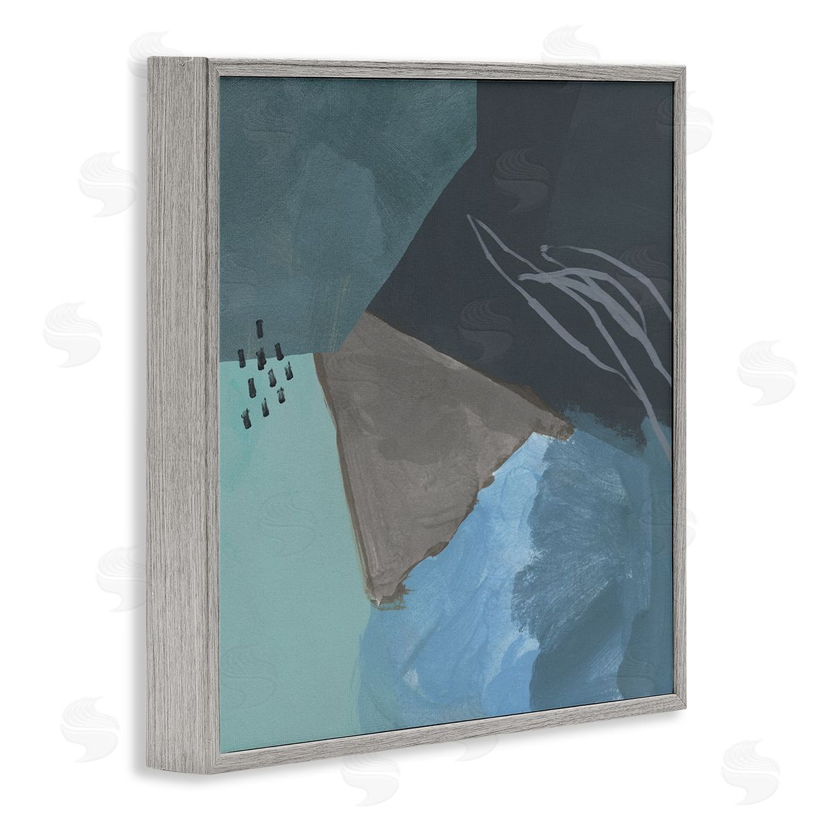 Jacob Green Steely Abstract Industrial Shapes Blue Green Grey Gray Framed Glicee Wall Art Print