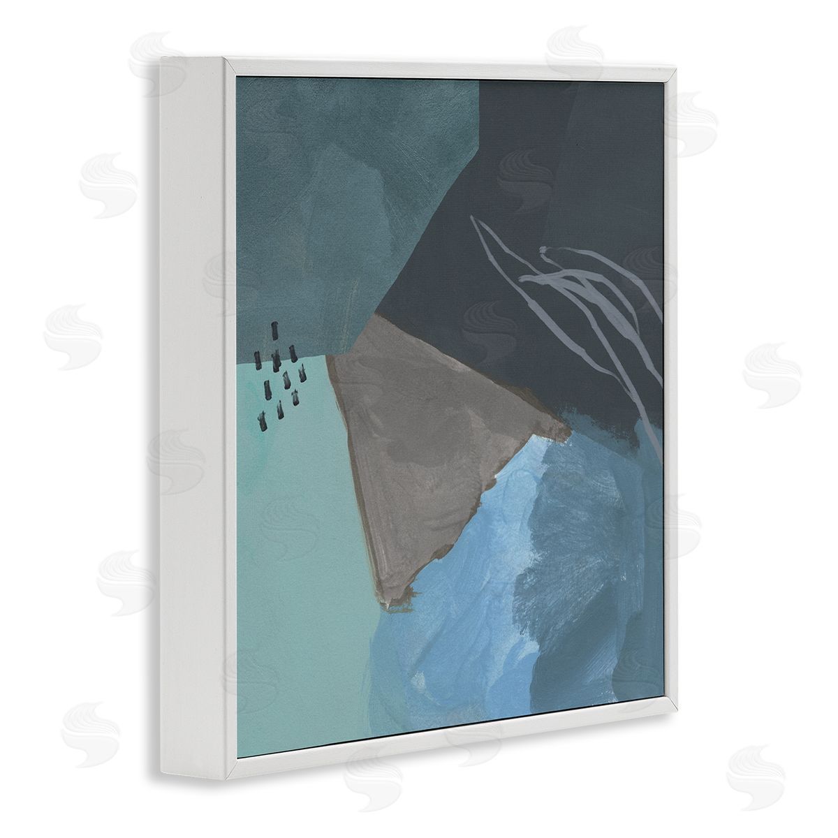Jacob Green Steely Abstract Industrial Shapes Blue Green Grey White Framed Glicee Wall Art Print