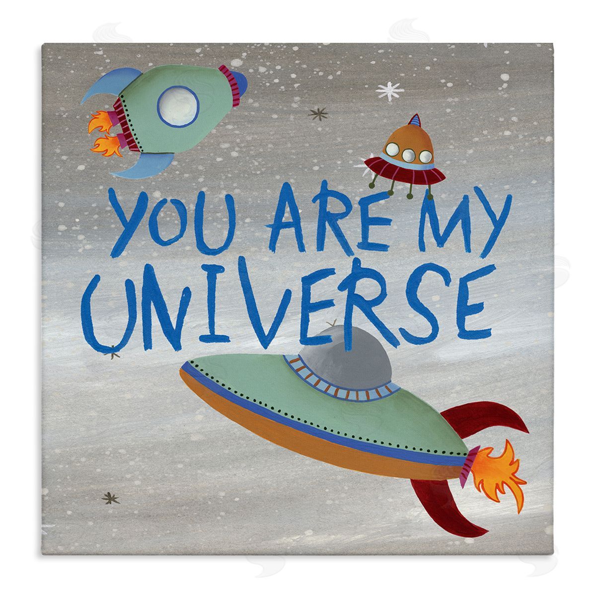 Regina Moore You're My Universe Quote Sci-Fi Outer Space UFO Stretched Canvas Wall Art Print