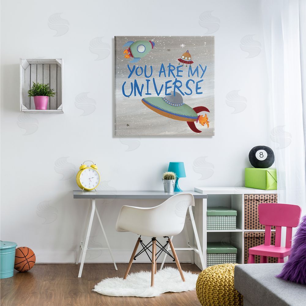 Regina Moore You're My Universe Quote Sci-Fi Outer Space UFO Canvas Wall Art in Room