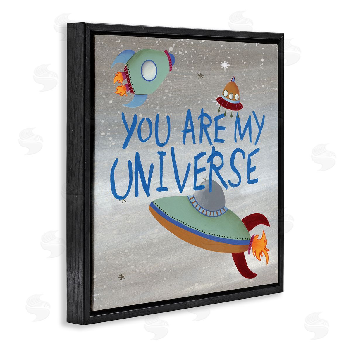 Regina Moore You're My Universe Quote Sci-Fi Outer Space UFO Black Floating Frame Canvas Wall Art Print