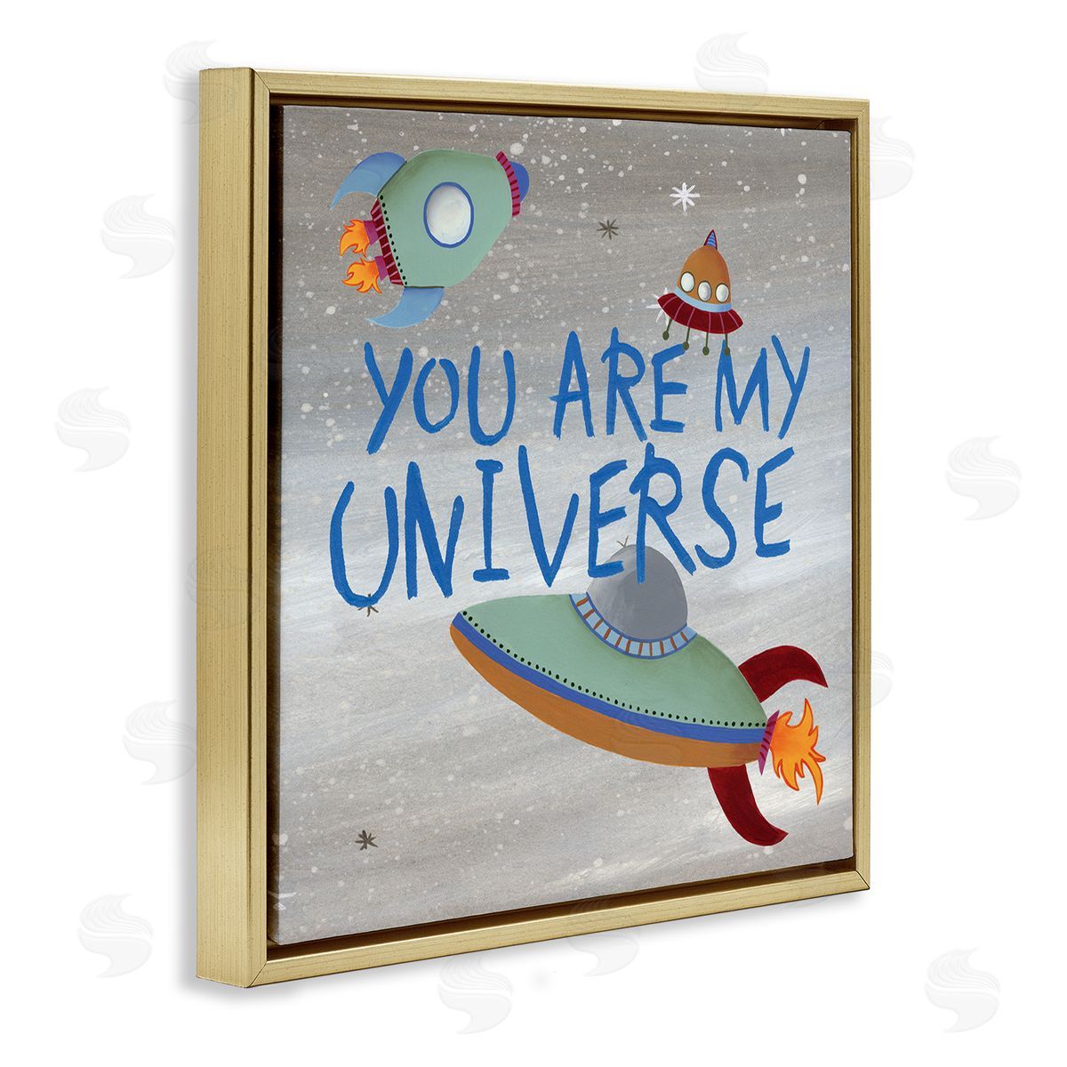 Regina Moore You're My Universe Quote Sci-Fi Outer Space UFO Gold Floating Frame Canvas Wall Art Print