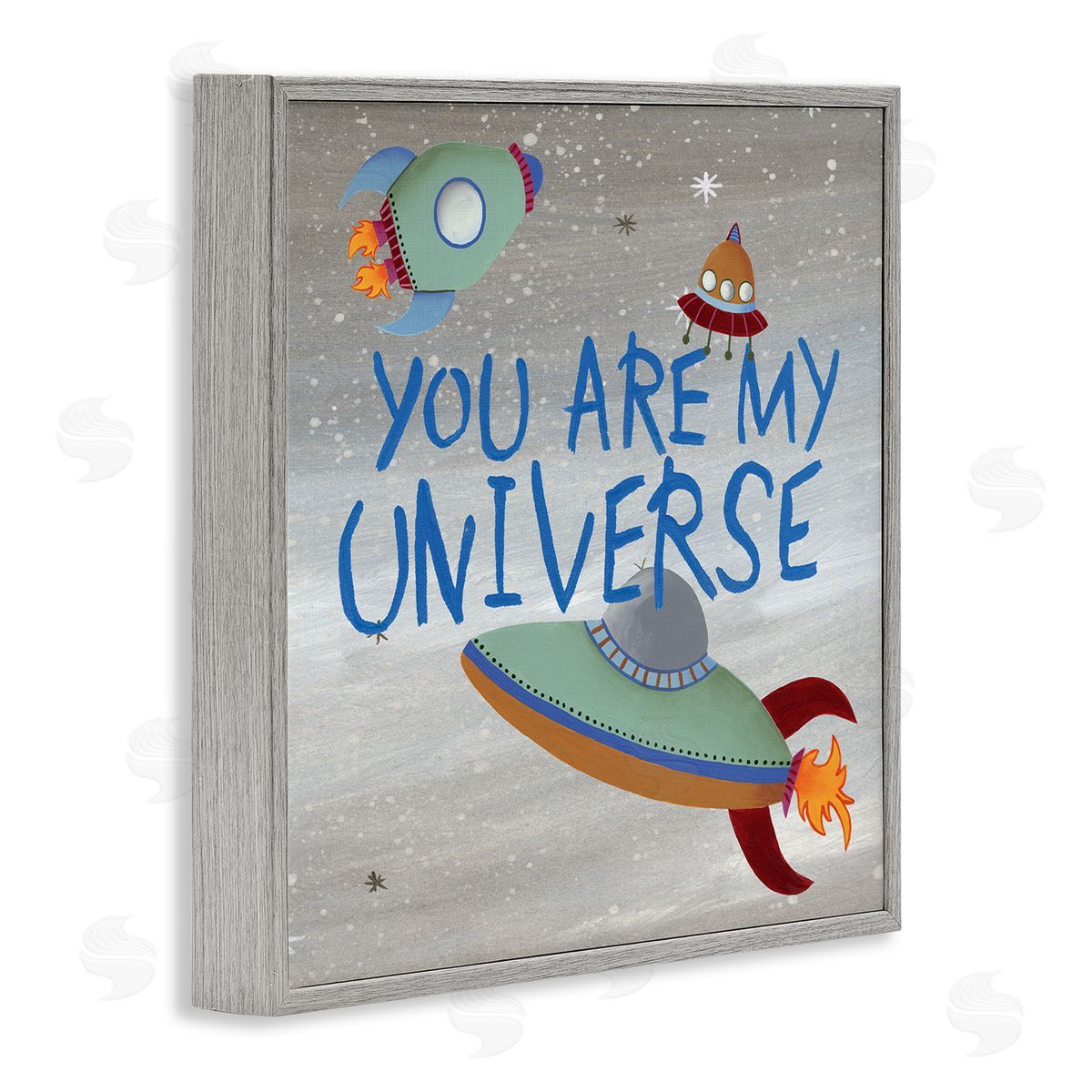 Regina Moore You're My Universe Quote Sci-Fi Outer Space UFO Gray Framed Glicee Wall Art Print