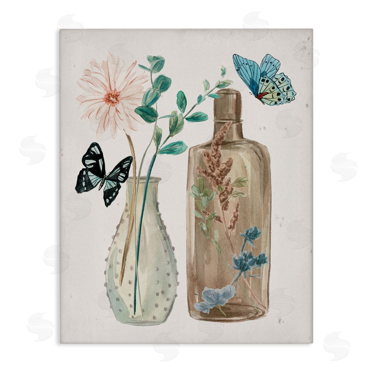 Melissa Wang Butterfly Blooming Floral Jars Tranquil Flower Still-Life 