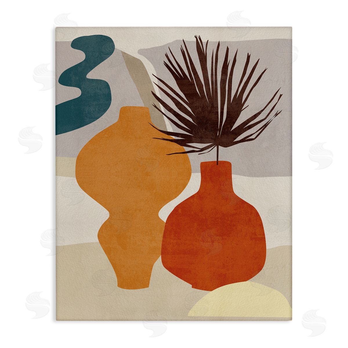 Melissa Wang Retro Decorated Vases Earth Tones Abstract Pottery