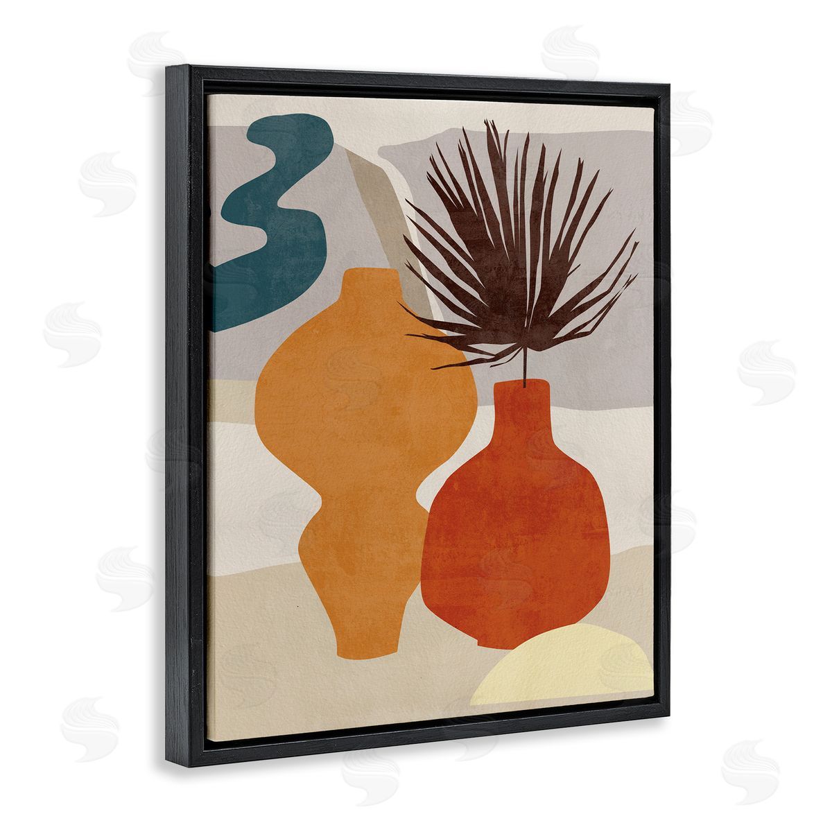 Melissa Wang Retro Decorated Vases Earth Tones Abstract Pottery