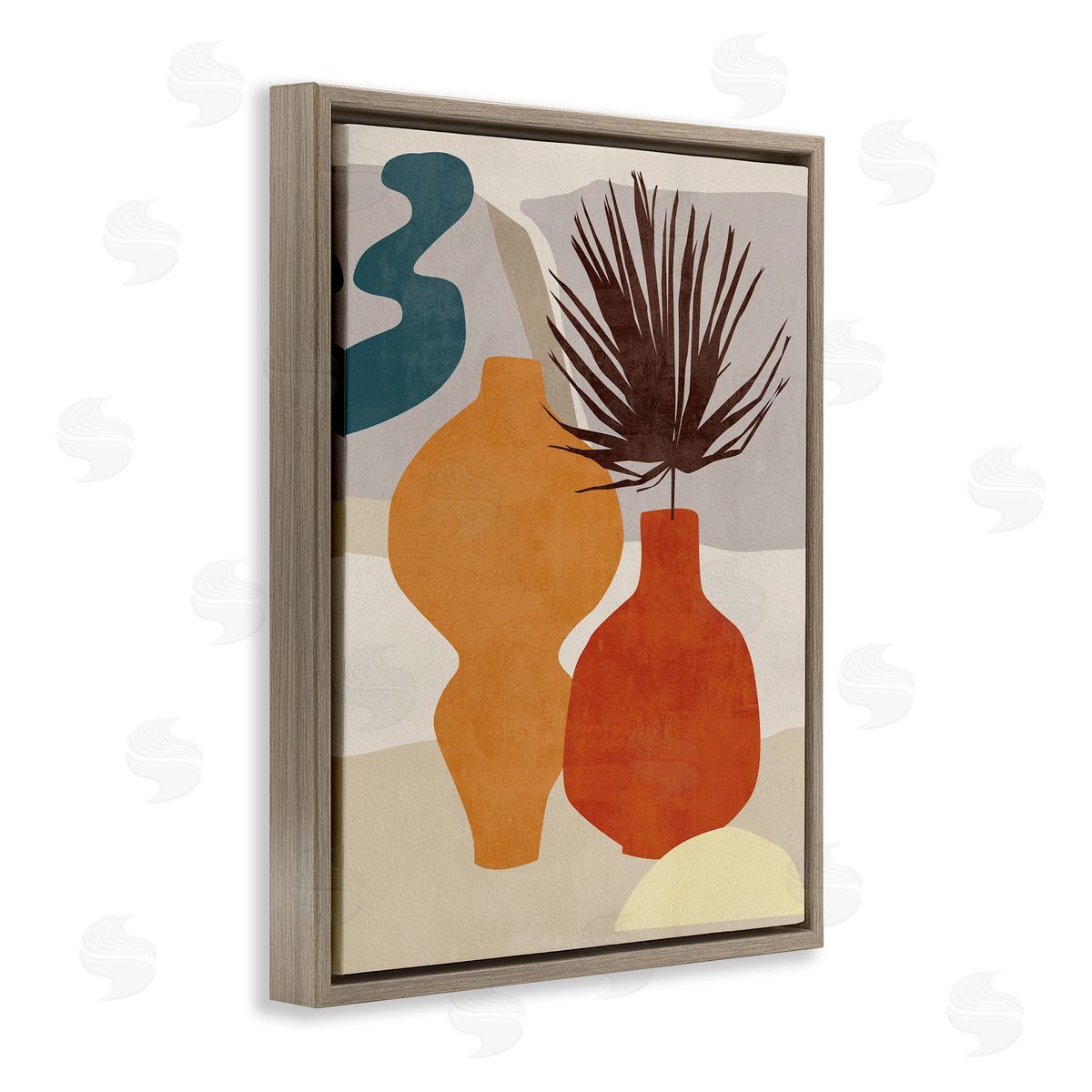 Melissa Wang Retro Decorated Vases Earth Tones Abstract Pottery