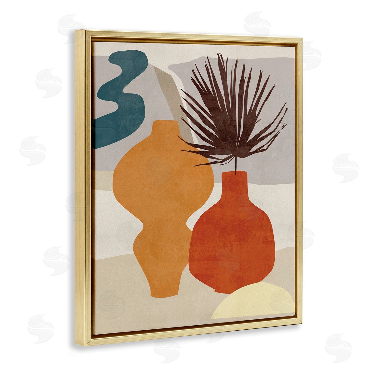 Melissa Wang Retro Decorated Vases Earth Tones Abstract Pottery