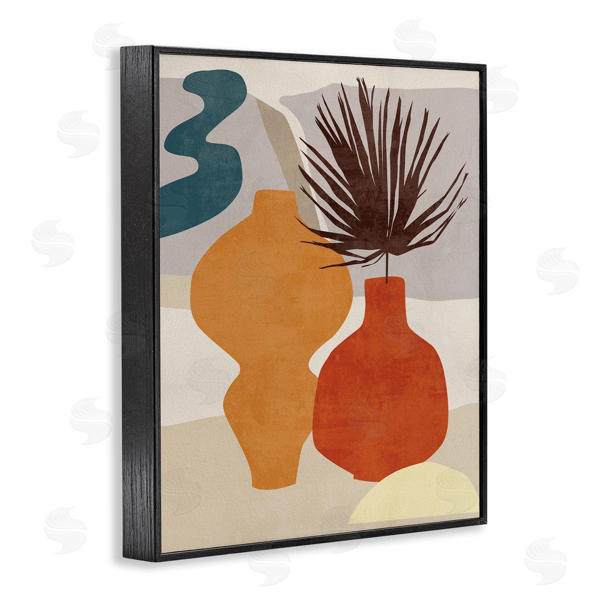 Melissa Wang Retro Decorated Vases Earth Tones Abstract Pottery