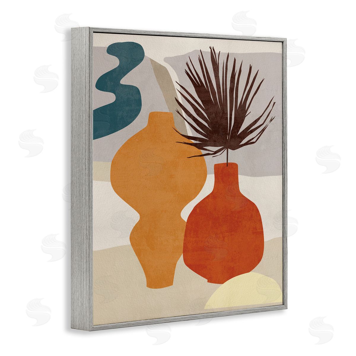 Melissa Wang Retro Decorated Vases Earth Tones Abstract Pottery