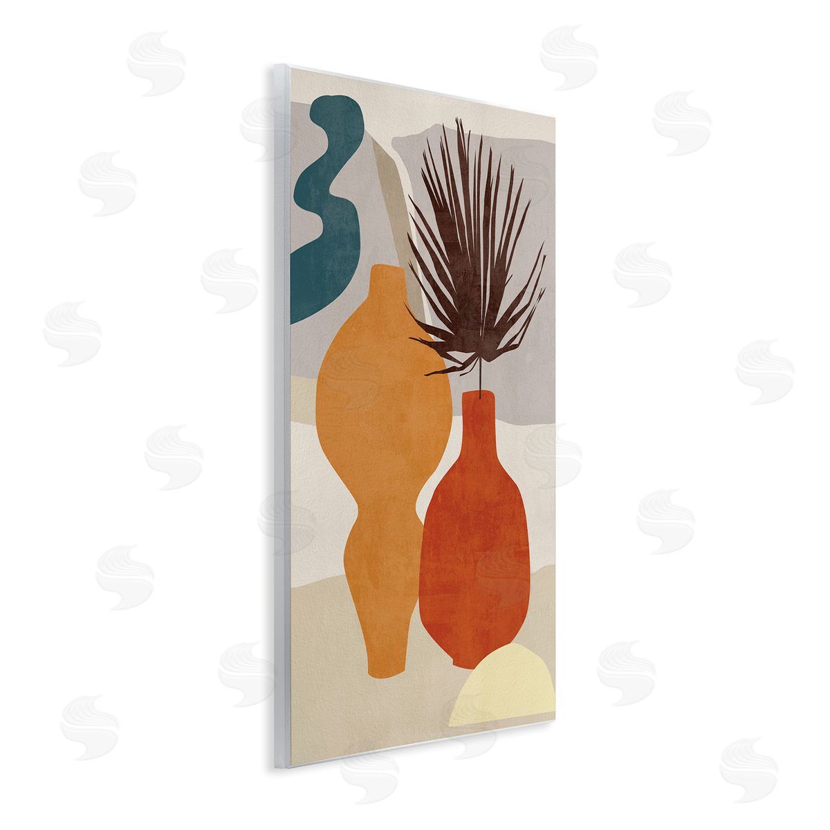 Melissa Wang Retro Decorated Vases Earth Tones Abstract Pottery