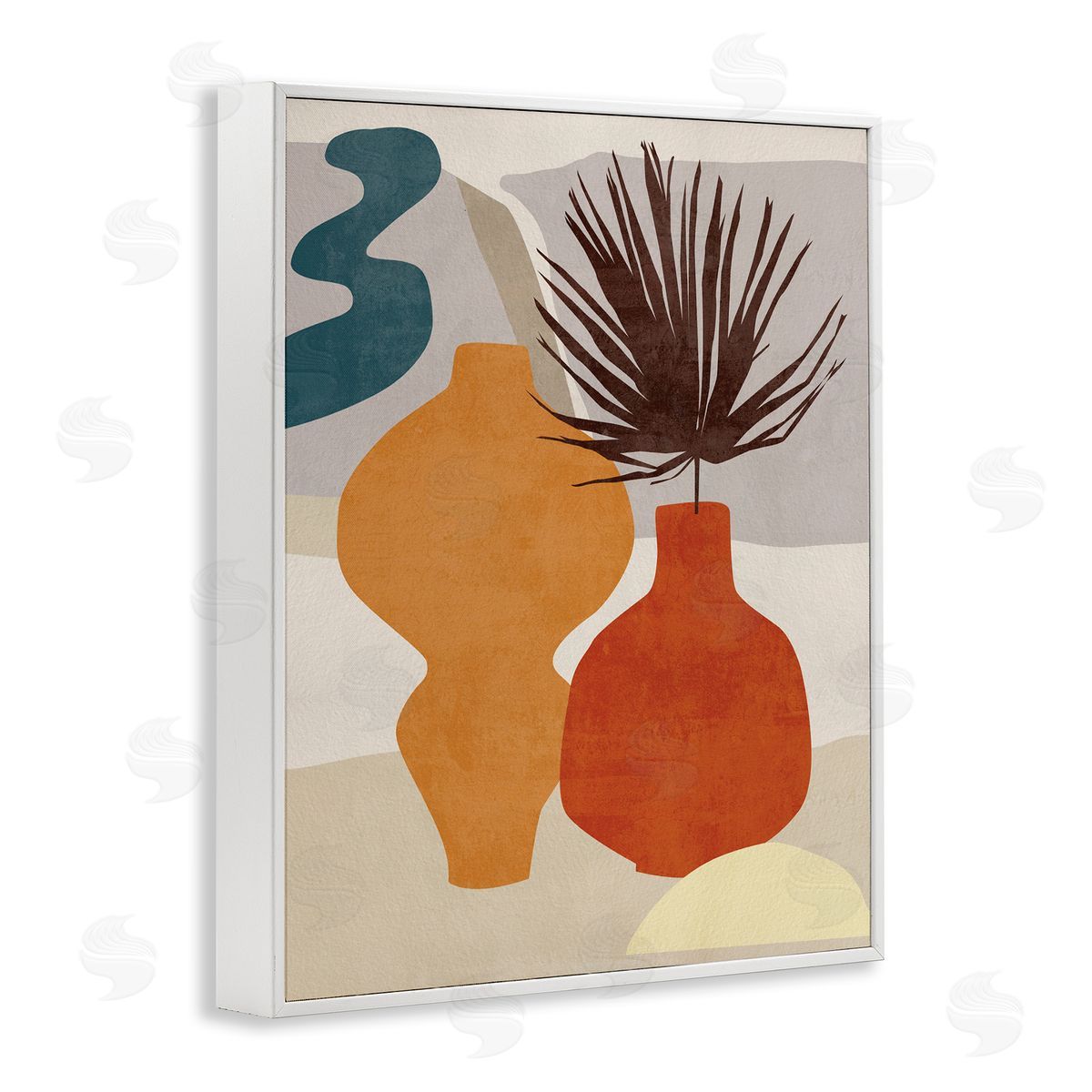 Melissa Wang Retro Decorated Vases Earth Tones Abstract Pottery