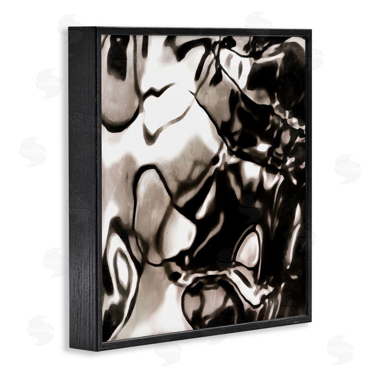 Alonzo Saunders Shimmering Glow Water Abstraction Monochromatic Grey Black Black Framed Glicee Wall Art Print