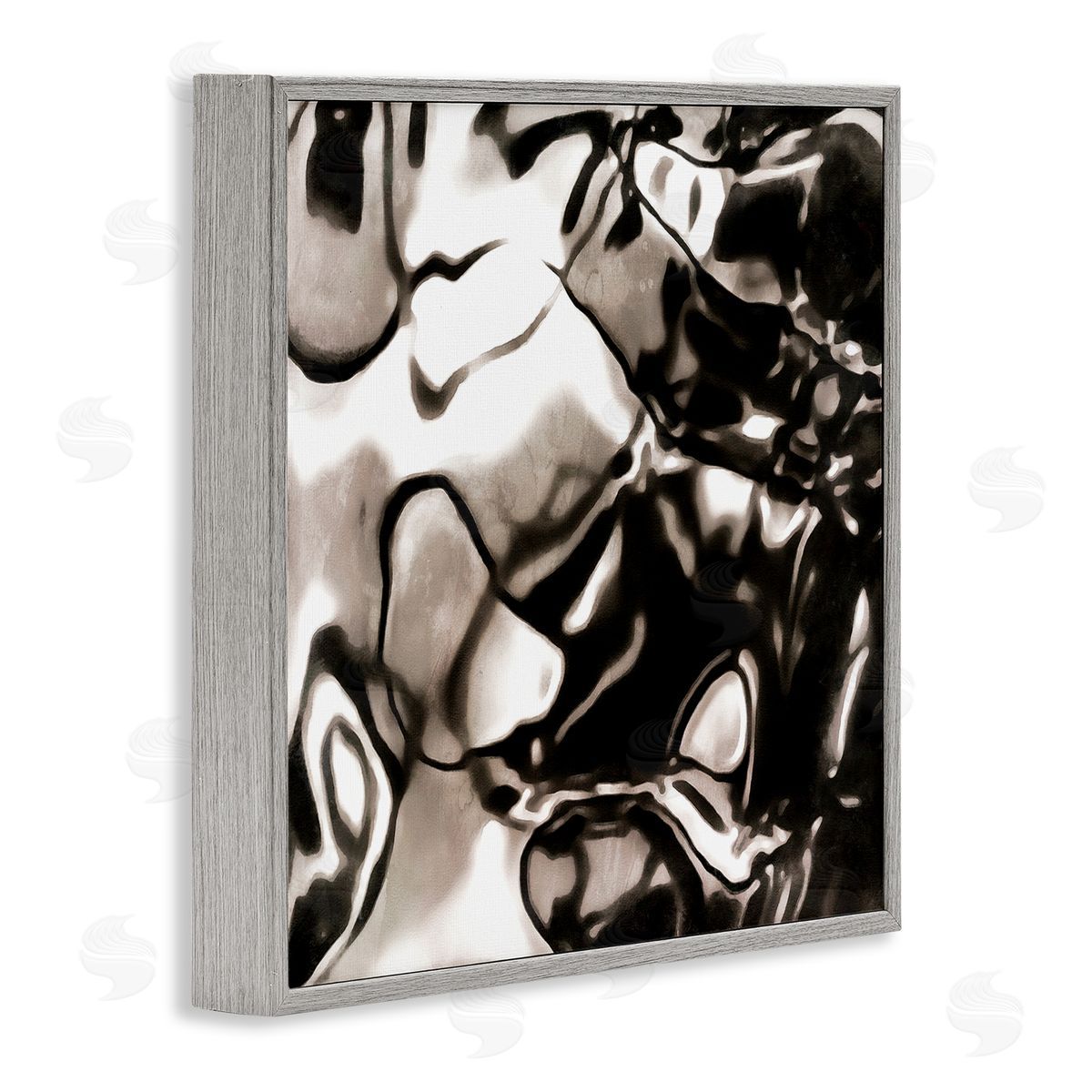 Alonzo Saunders Shimmering Glow Water Abstraction Monochromatic Grey Black Gray Framed Glicee Wall Art Print