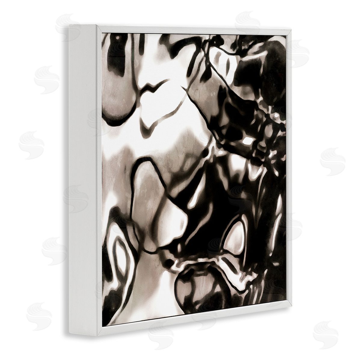 Alonzo Saunders Shimmering Glow Water Abstraction Monochromatic Grey Black White Framed Glicee Wall Art Print
