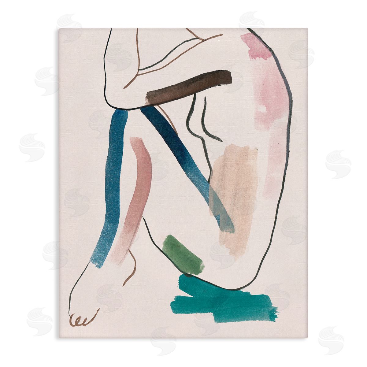 Melissa Wang Conceptual Crouched Female Figure Resting Bold Lines